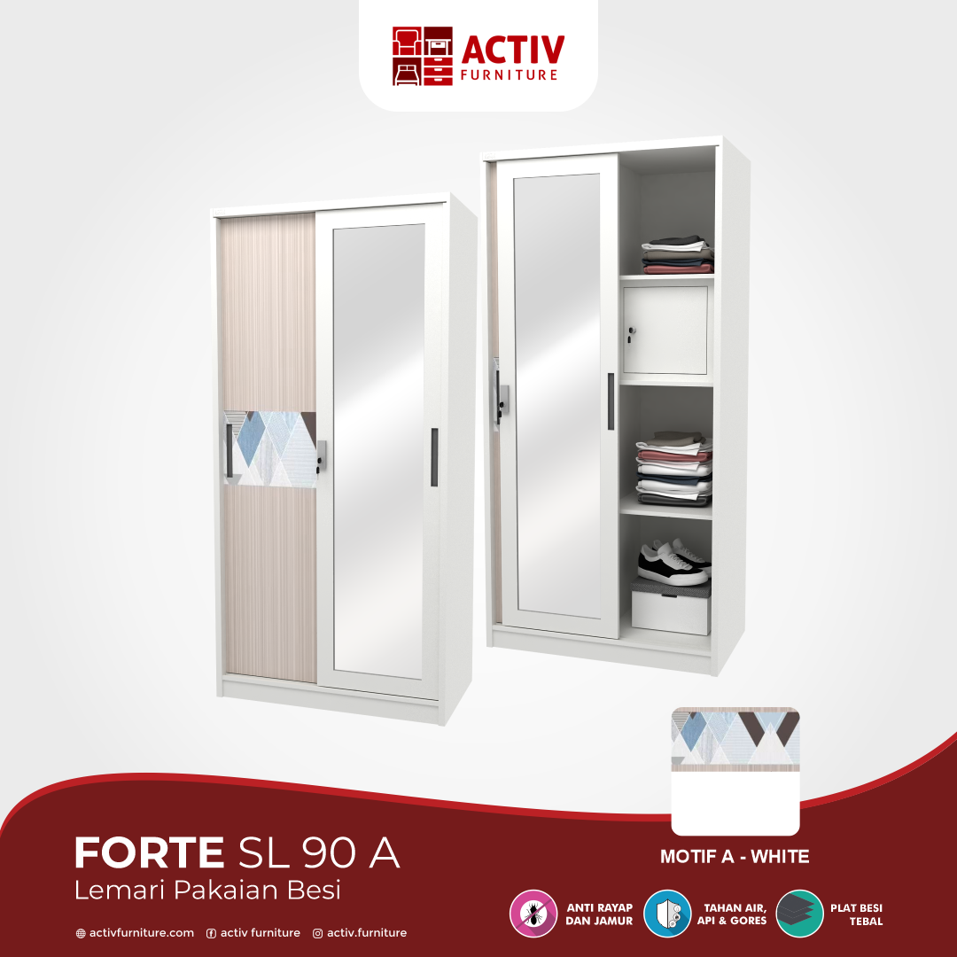 2. Forte SL 90 A_Lemari Pakaian_Lemari Sliding_Lemari Besi_Lemari Pakaian Besi_Kamar Tidur_Ruang Kamar