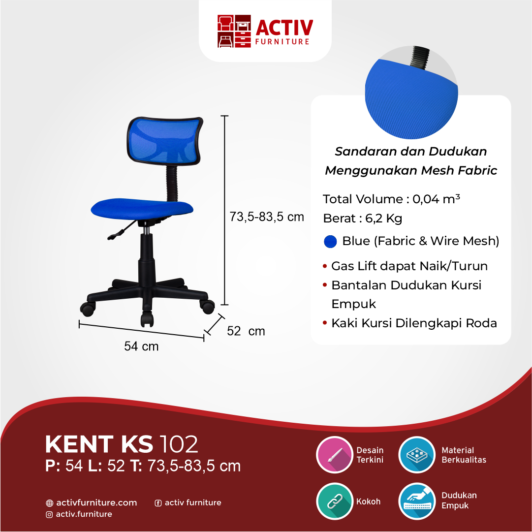 Kent KS 102 Blue (Fabric)_USP Produk