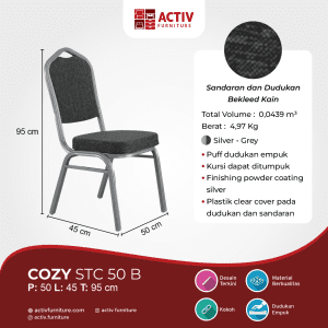 Cozy STC 50 B_Silver - Cream_Kursi Susun_Stacking Chair_Kursi_Ruang Keluarga_Detail Ukuran_Activ Furniture