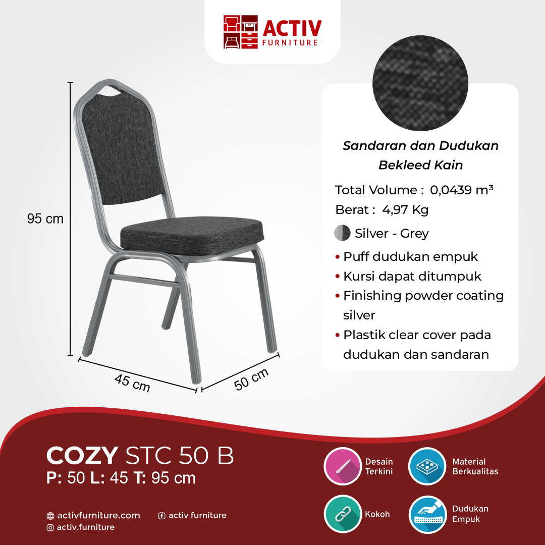 Cozy STC 50 B_Silver – Cream_Kursi Susun_Stacking Chair_Kursi_Ruang Keluarga_Konten USP_Activ Furniture REV 2