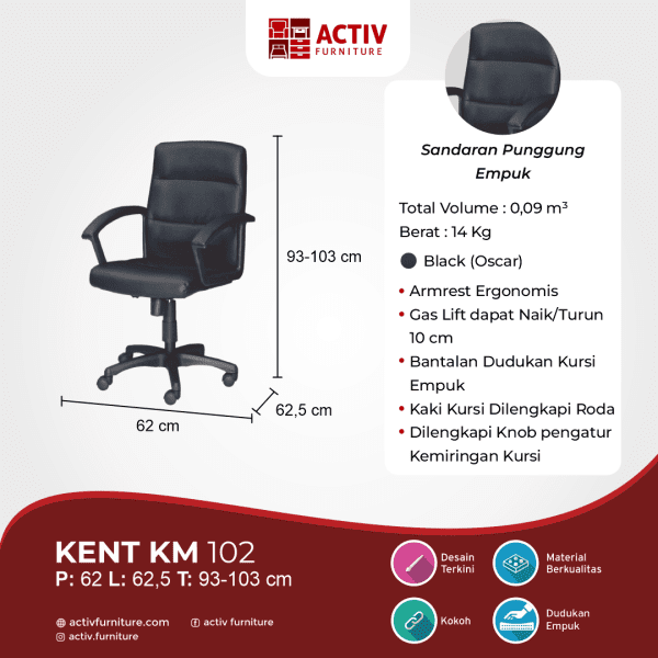 Kursi Kerja/Kursi Manager – Kent KM 102 – Activ Furniture