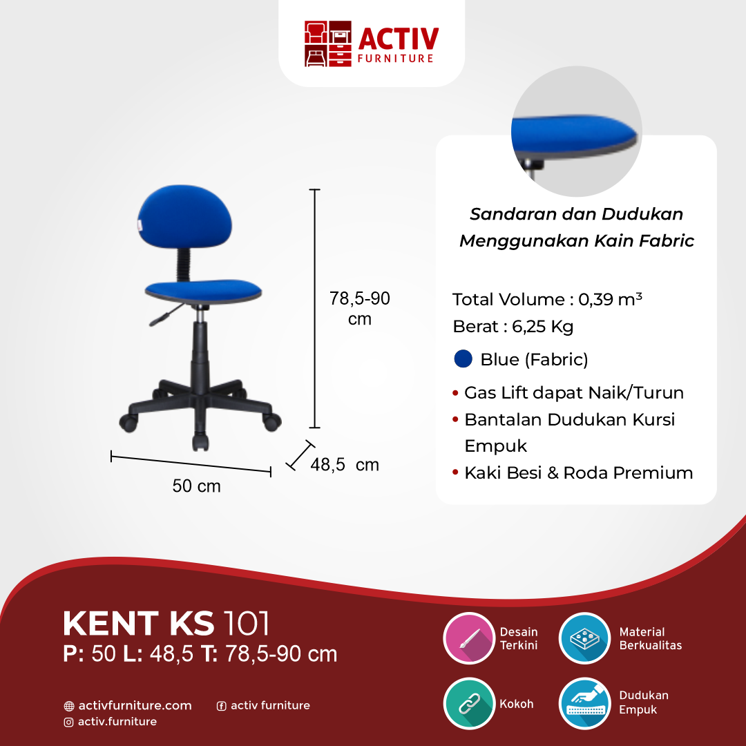 Kent KS 101 Blue (Fabric)_USP Produk