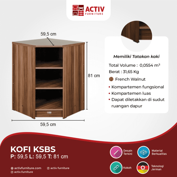 Kitchen Set Bawah / Kitchen Set Sudut – Kofi KSBS (French Walnut) – Activ Furniture