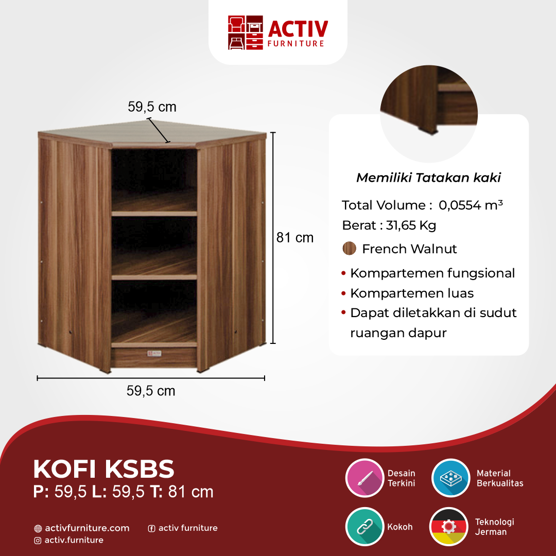 3. Kofi KSBS Frech Walnut_Kitchen Set Bawah