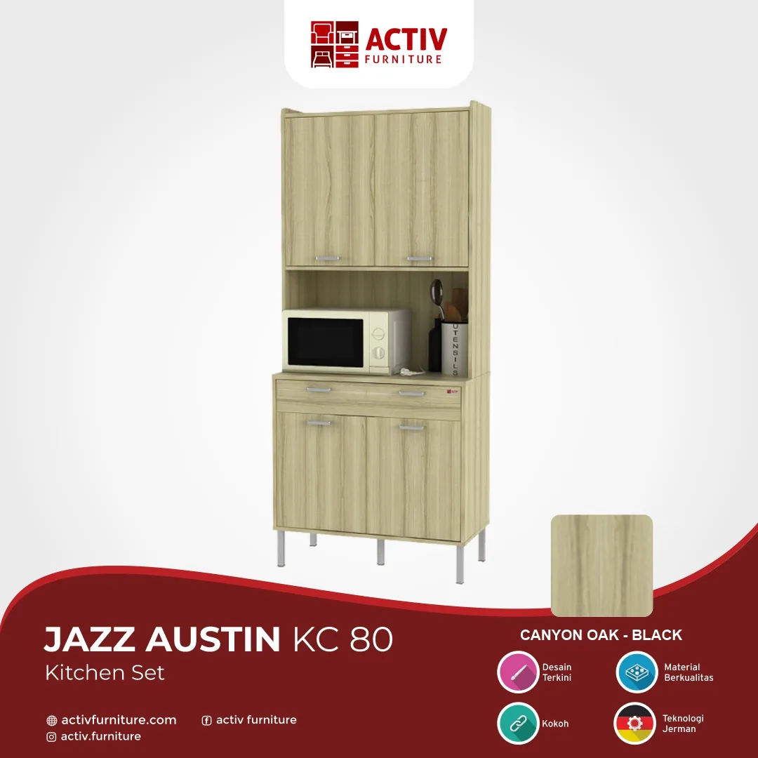 Jazz Austin KC 80_Amber Oak_Detail Warna Produk Website_Kitchen Set_Rak Dapur_Rak Piring_Lemari Dapur