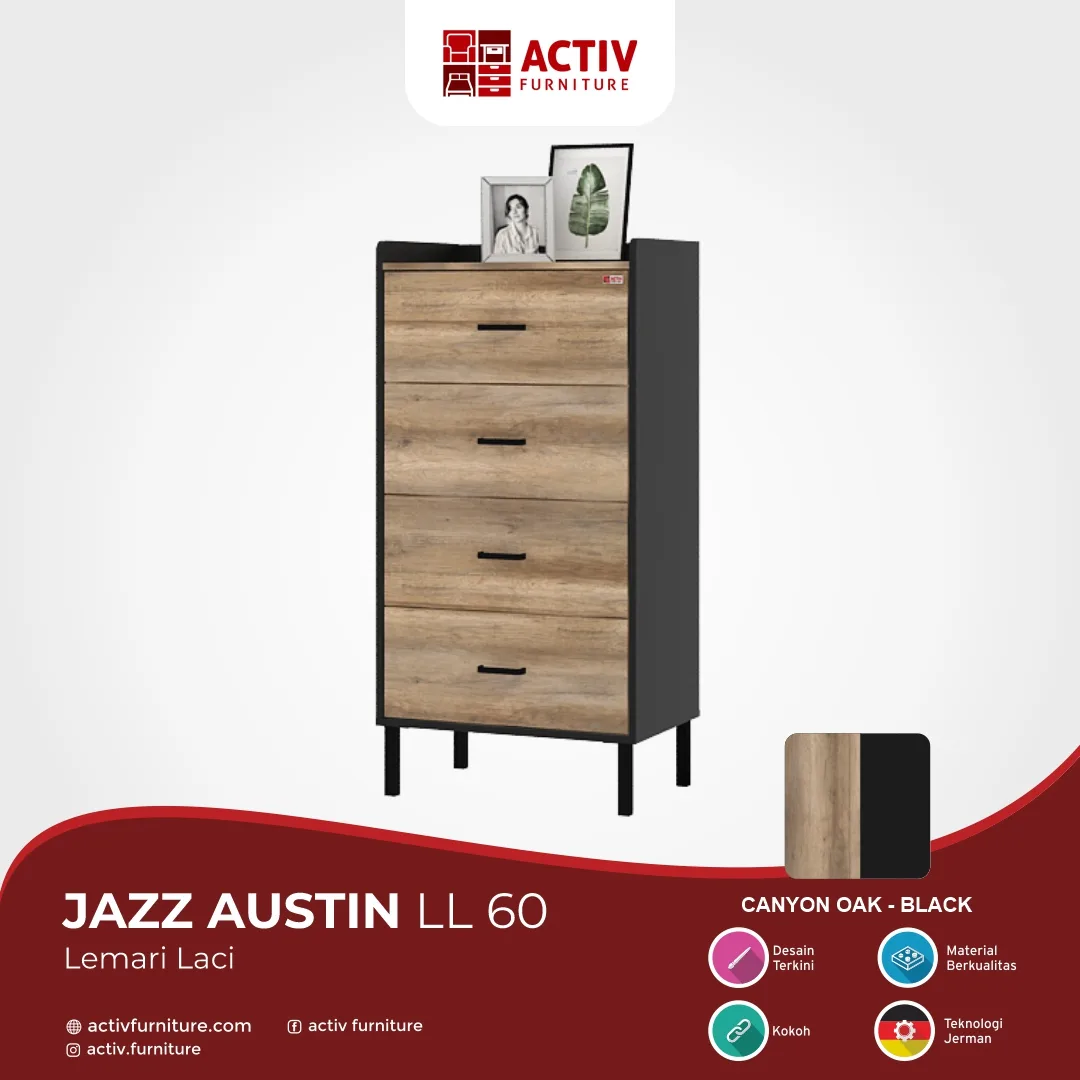 Jazz Austin LL 60_Canyon Oak Black_Detail Warna Produk Website_Lemari Laci_Lemari Ruang Tamu_Rak Penyimpanan