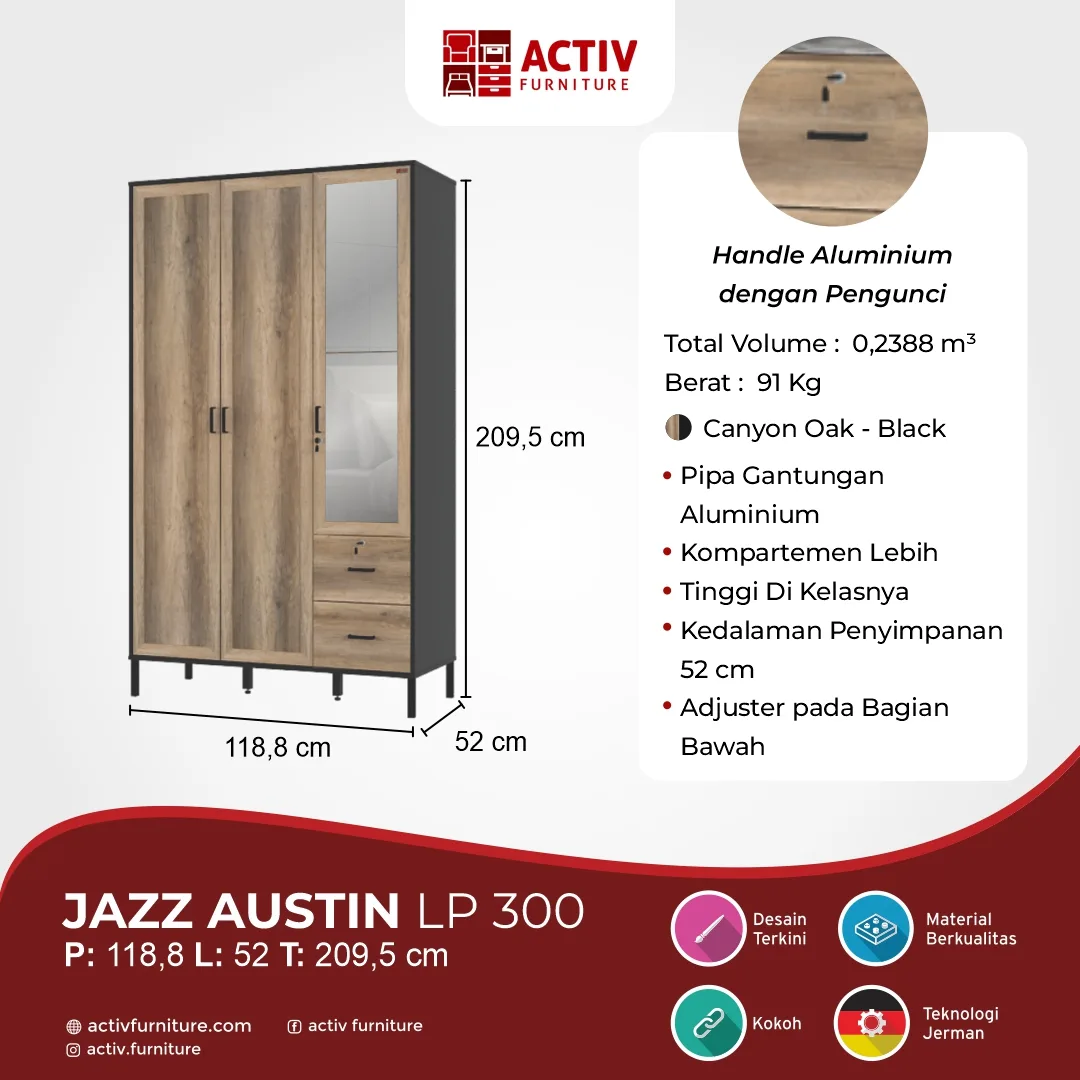 Jazz Austin LP 300_Canyon Oak White_USP Produk Website_Lemari Pakaian
