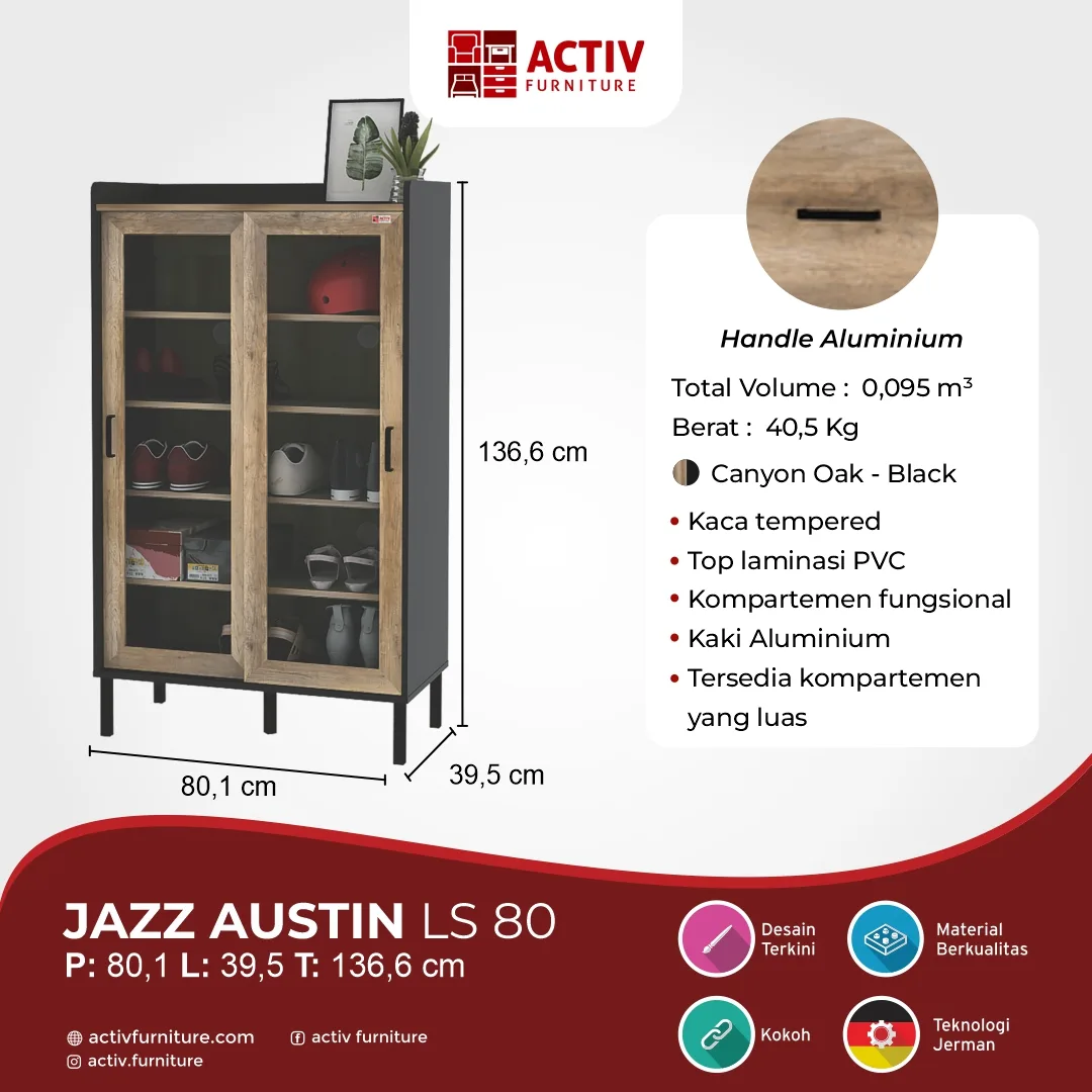 Jazz Austin LS 80_Canyon Oak Black_USP Produk Website_Lemari Sepatu