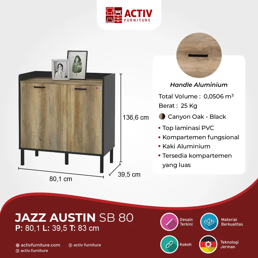 Jazz Austin SB 80_Canyon Oak Black_USP Produk Website_Sideboard_Lemari Laci