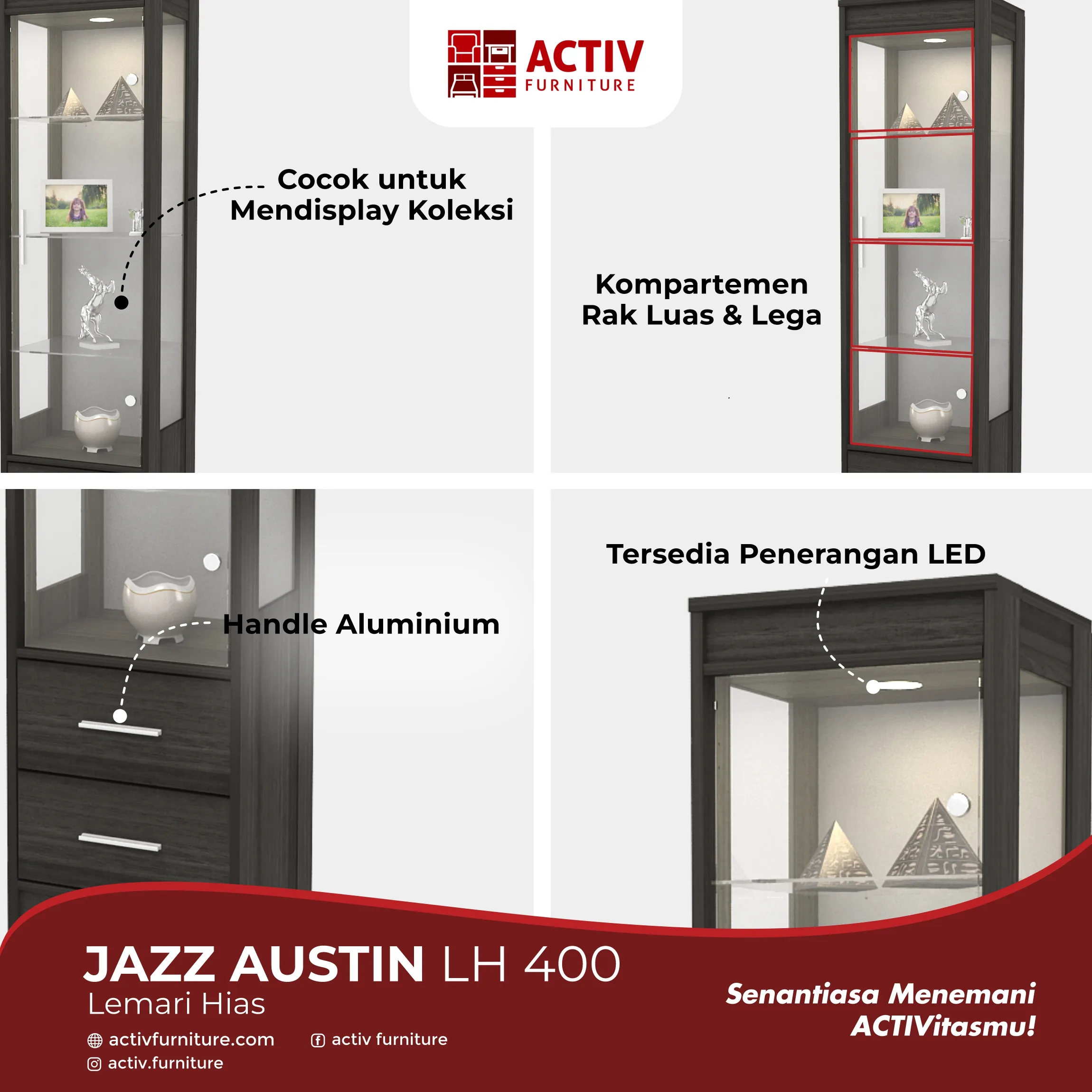 Jazz LH 400 – Phantom Oak White_Copywriting_Lemari Hias_Lemari Display