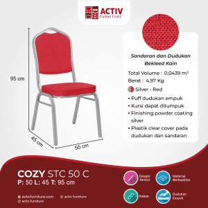 Cozy STC 50 C_Silver - Red_Kursi Susun_Stacking Chair_Kursi_Ruang Keluarga_Activ Furniture