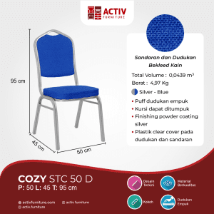 Cozy STC 50 D_Silver - Blue_Kursi Susun_Stacking Chair_Kursi_Ruang Keluarga_Activ Furniture