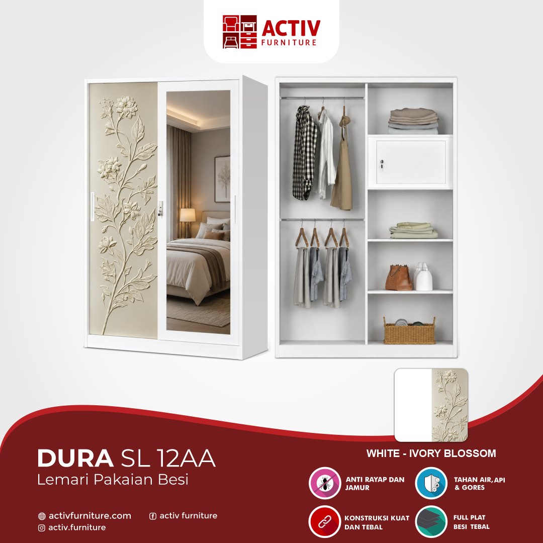 4. NPL Dura SL 12 AA_Lemari Pakaian Besi_Lemari Pakaian_Dura Series_Kamar Tidur_Activ Furniture