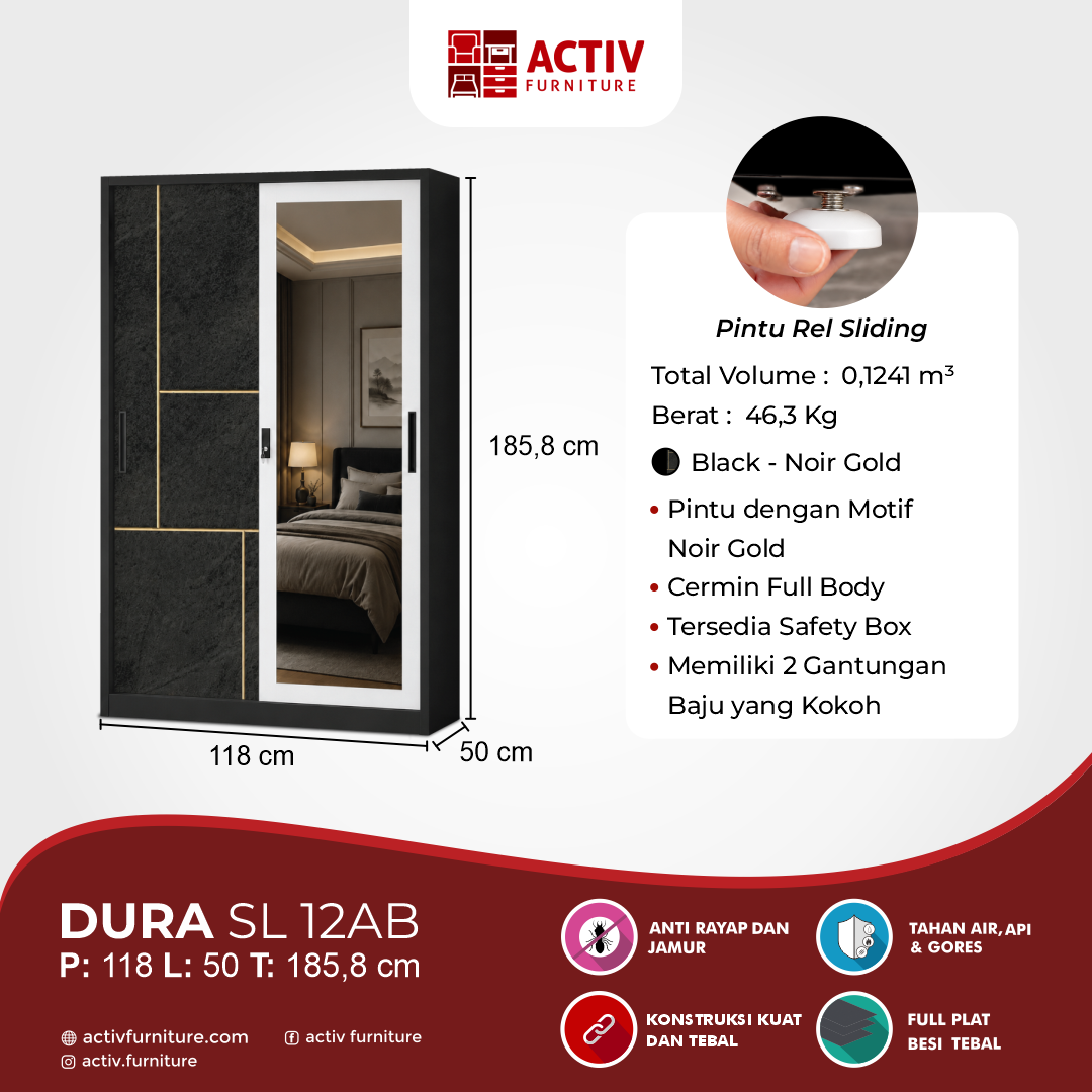 5. NPL Dura SL 12 AA_Lemari Pakaian Besi_Lemari Pakaian_Dura Series_Kamar Tidur_Activ Furniture