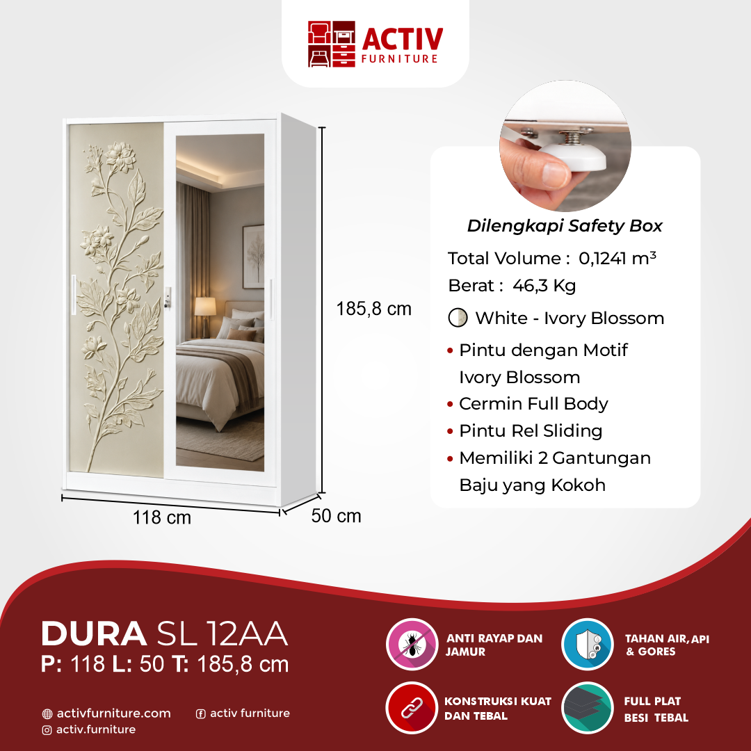 5. NPL Dura SL 12 AA_Lemari Pakaian Besi_Lemari Pakaian_Dura Series_Kamar Tidur_Activ Furniture