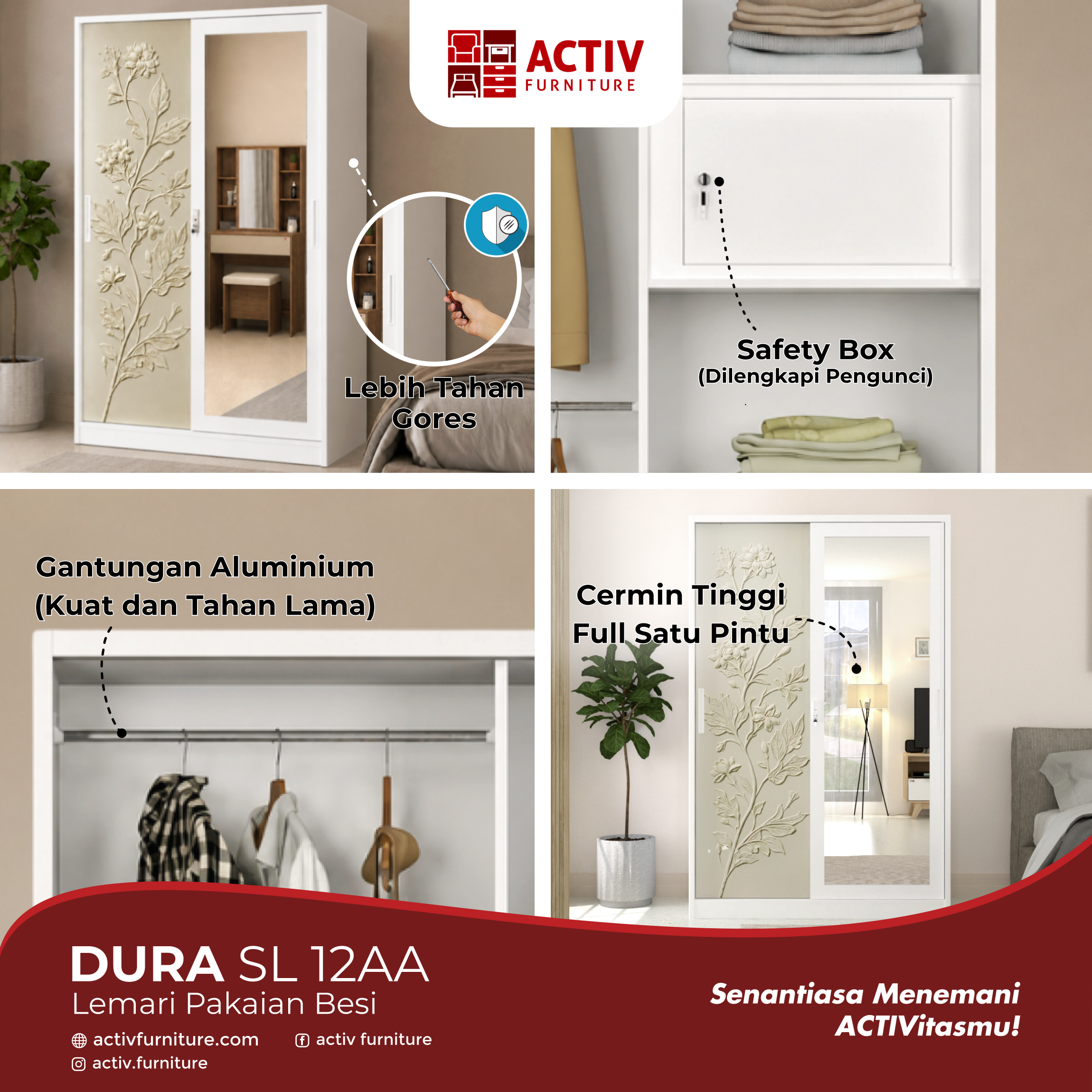 6. NPL Dura SL 12 AA_Lemari Pakaian Besi_Lemari Pakaian_Dura Series_Kamar Tidur_Activ Furniture