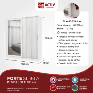 Forte SL 161 A_White - White Teak_Lemari Sliding Besi_Lemari Pakaian_Lemari Besi_Ruang Kamar_Cover_Activ Furniture